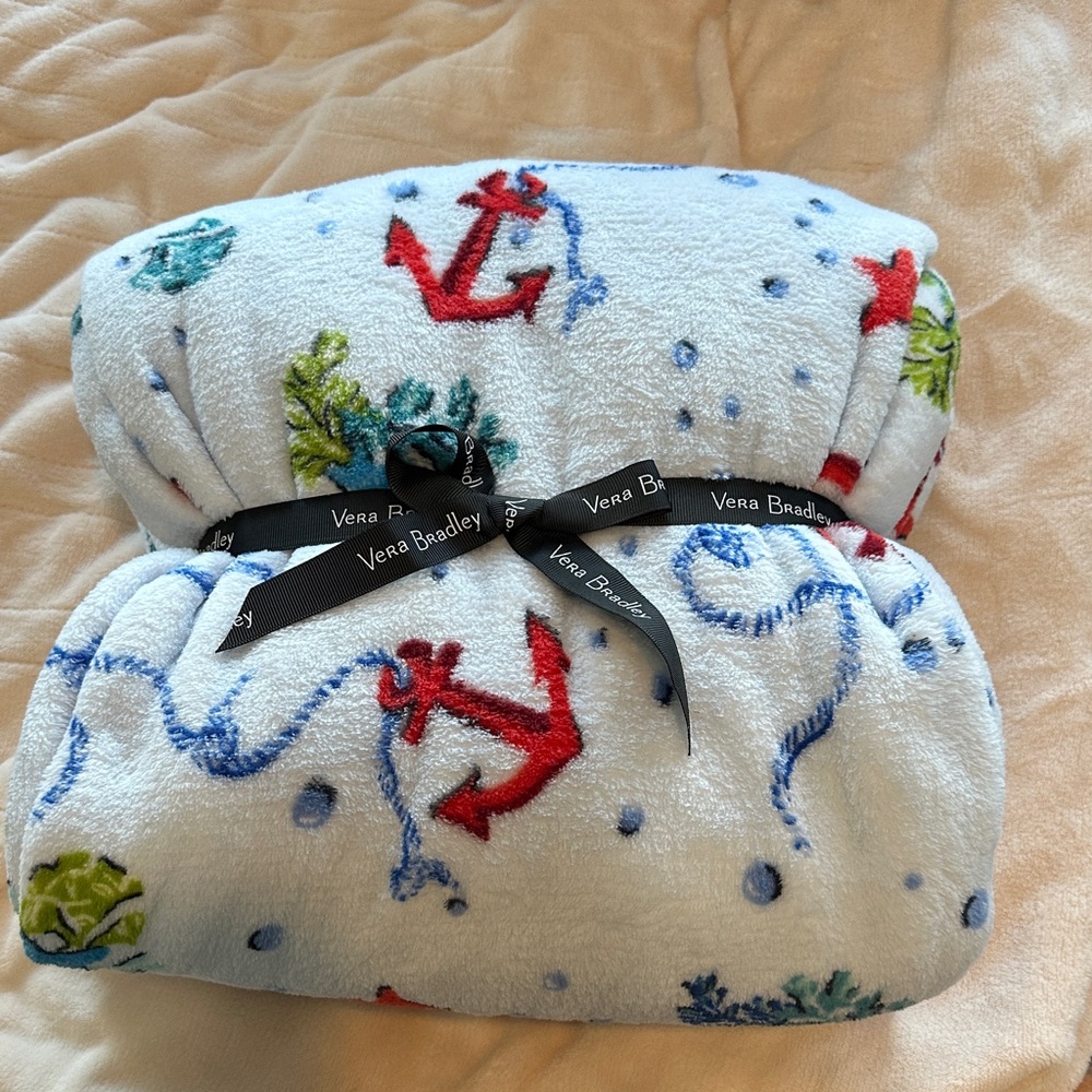 Vera Bradley Anchor Print Blanket - Red, Blue, Green